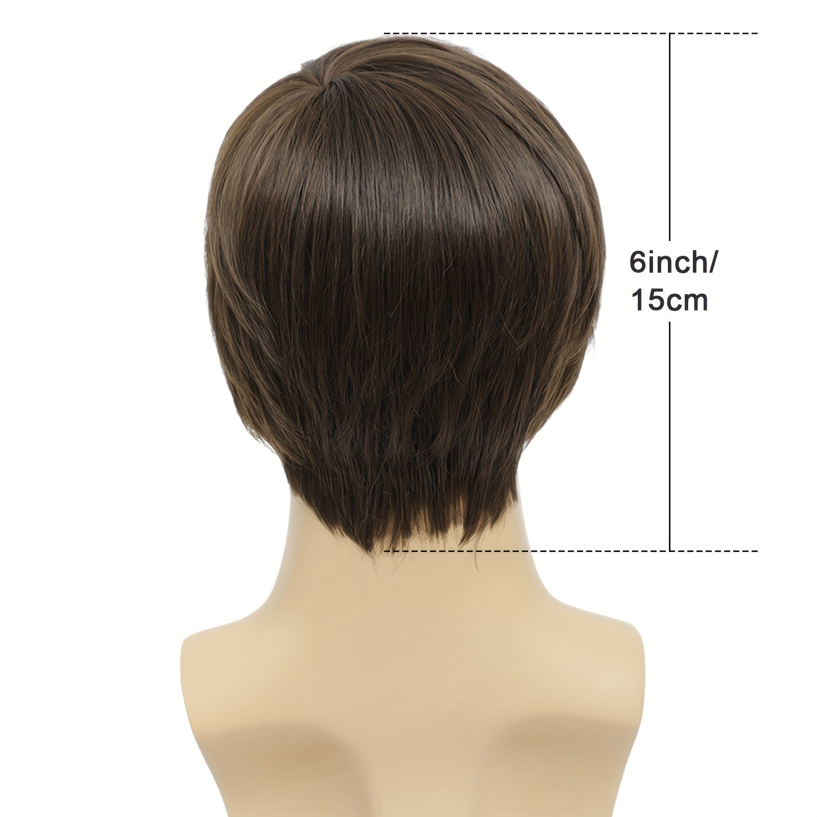 Men's Casual Short Wig Brown Side-Parted Cosplay Halloween Party Prop