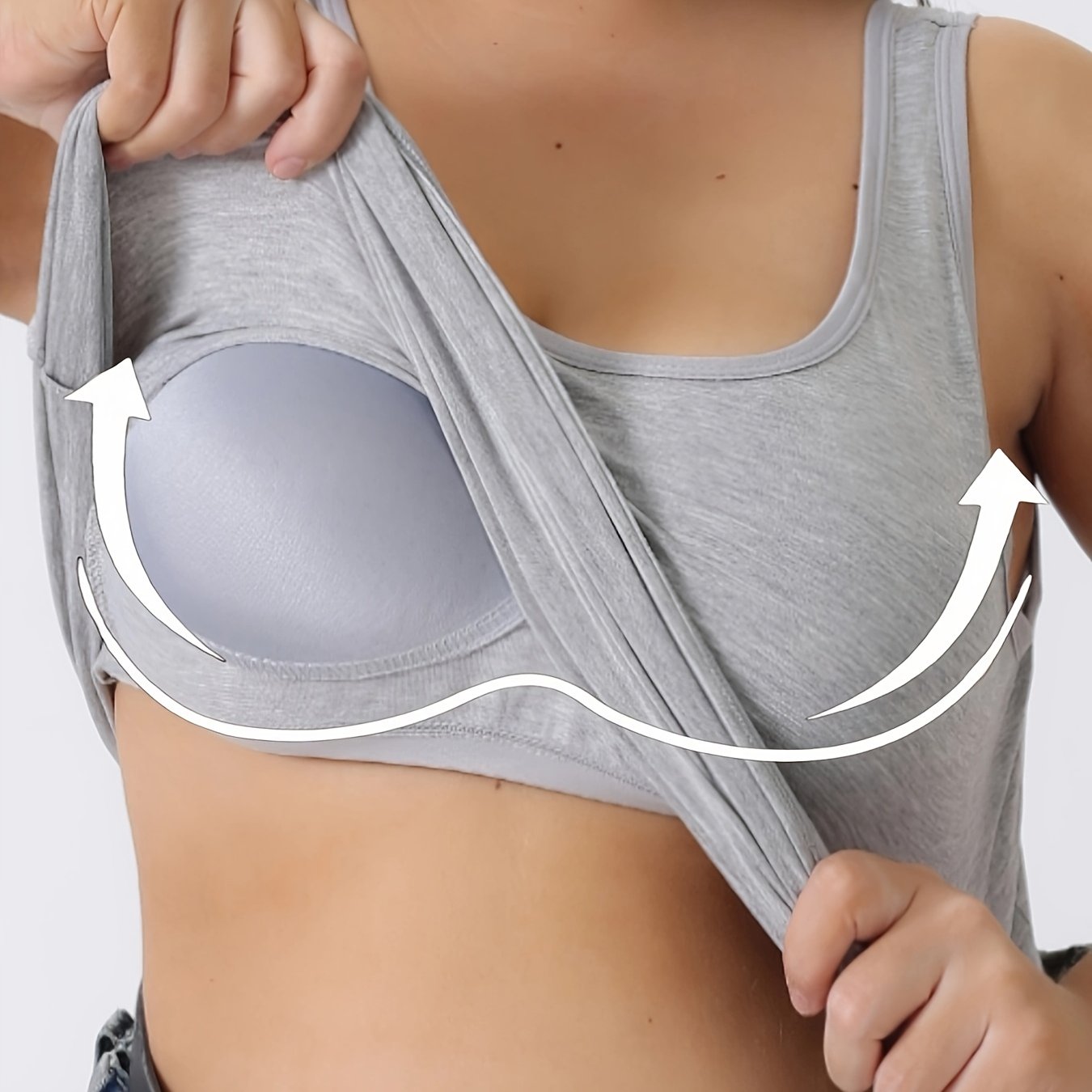 Plus Size Women's Wide Strap Tank Top with Built-In Bra Pad All-Season