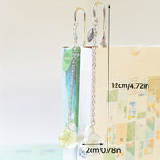 Dried Flower Bookmark with Metal Clip and Feather Pendant 12x2cm