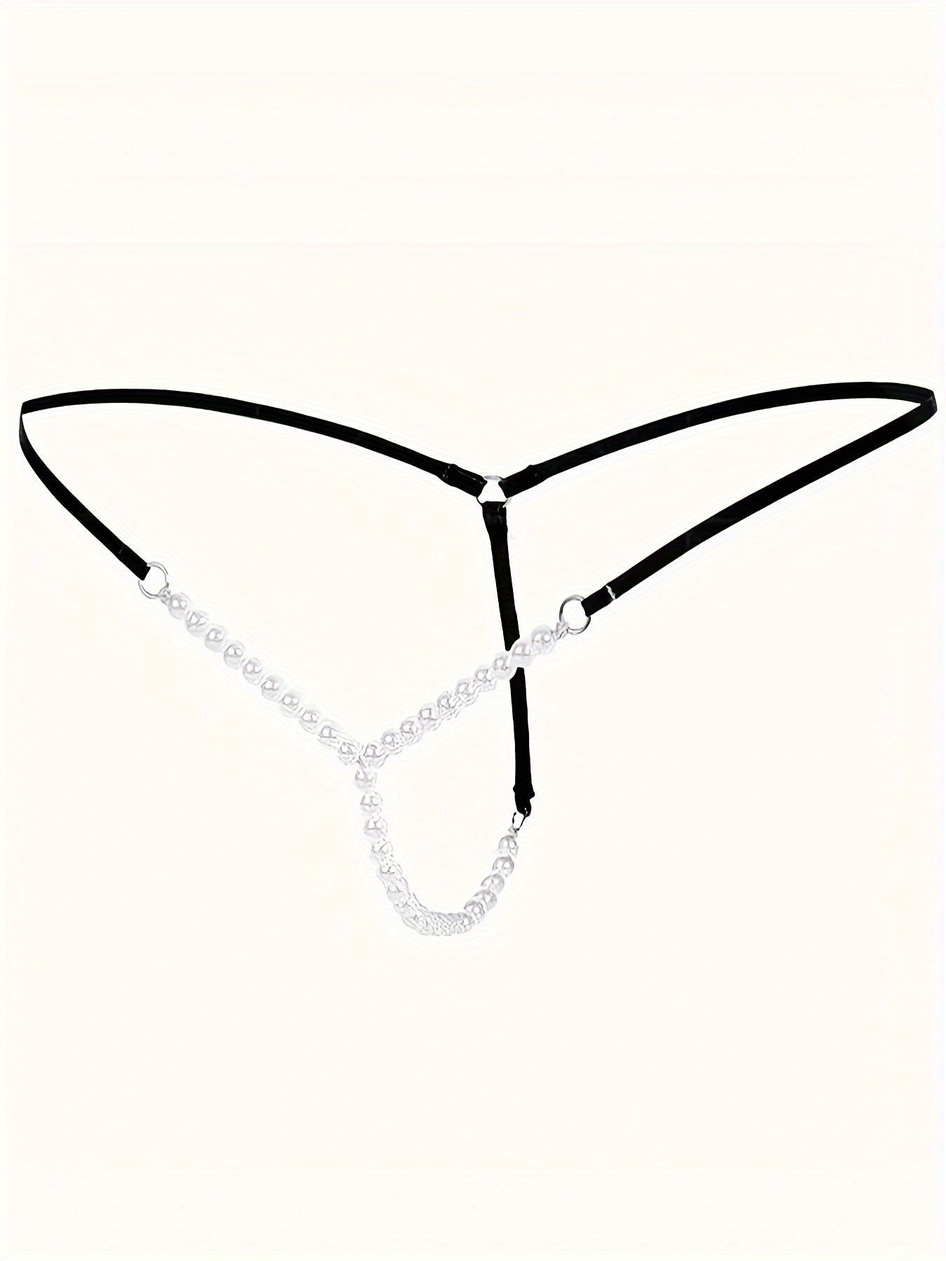 Women's Lingerie Set Includes Pearl Thong Stockings and Lace Eye Mask