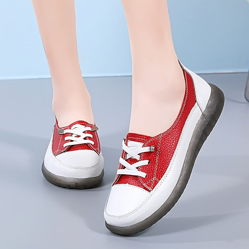 Women's Synthetic Sports Shoes, Casual All-Season, Non-Slip, White Red Black