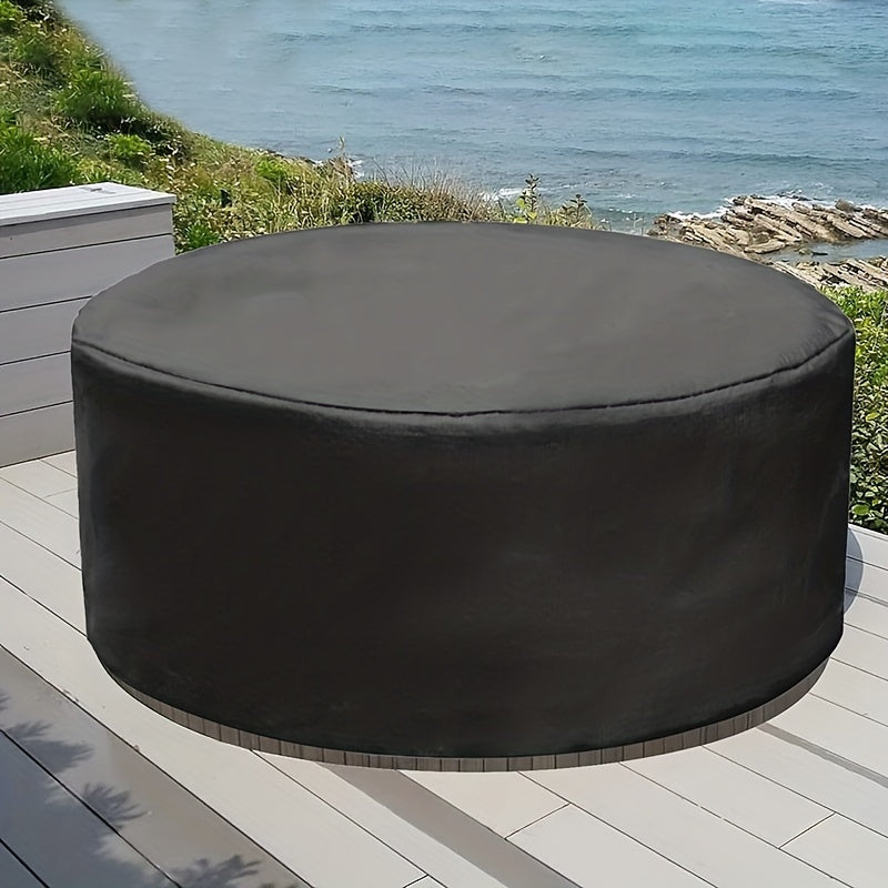 Black Outdoor Pool Cover for Circular Bathtubs Deck Railings and Patio Furniture Durable Polyester