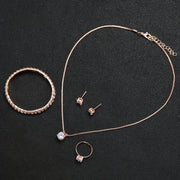 Women's Quartz Watch with Matte Dial and Faux Leather Band with Jewelry Set