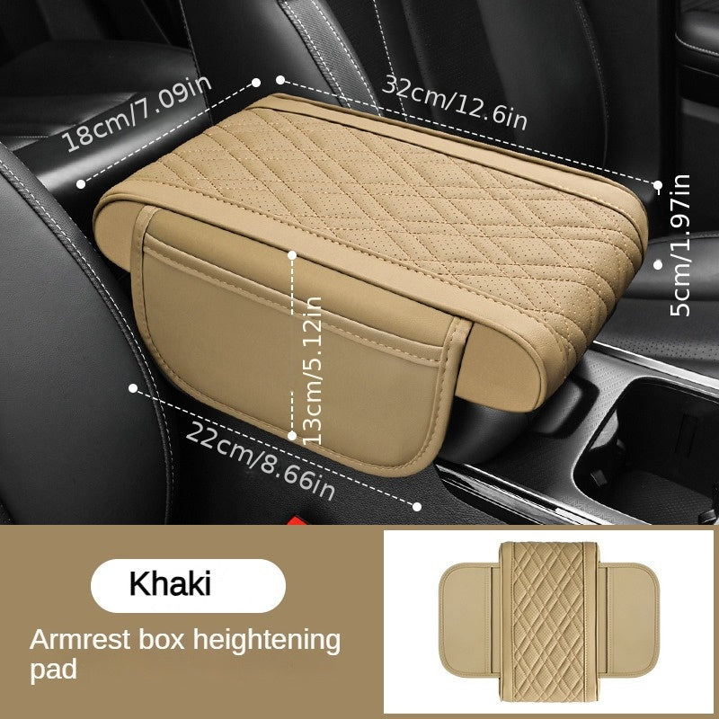 Car Armrest Cover Leather-Style Quilted Storage Pad for Cars