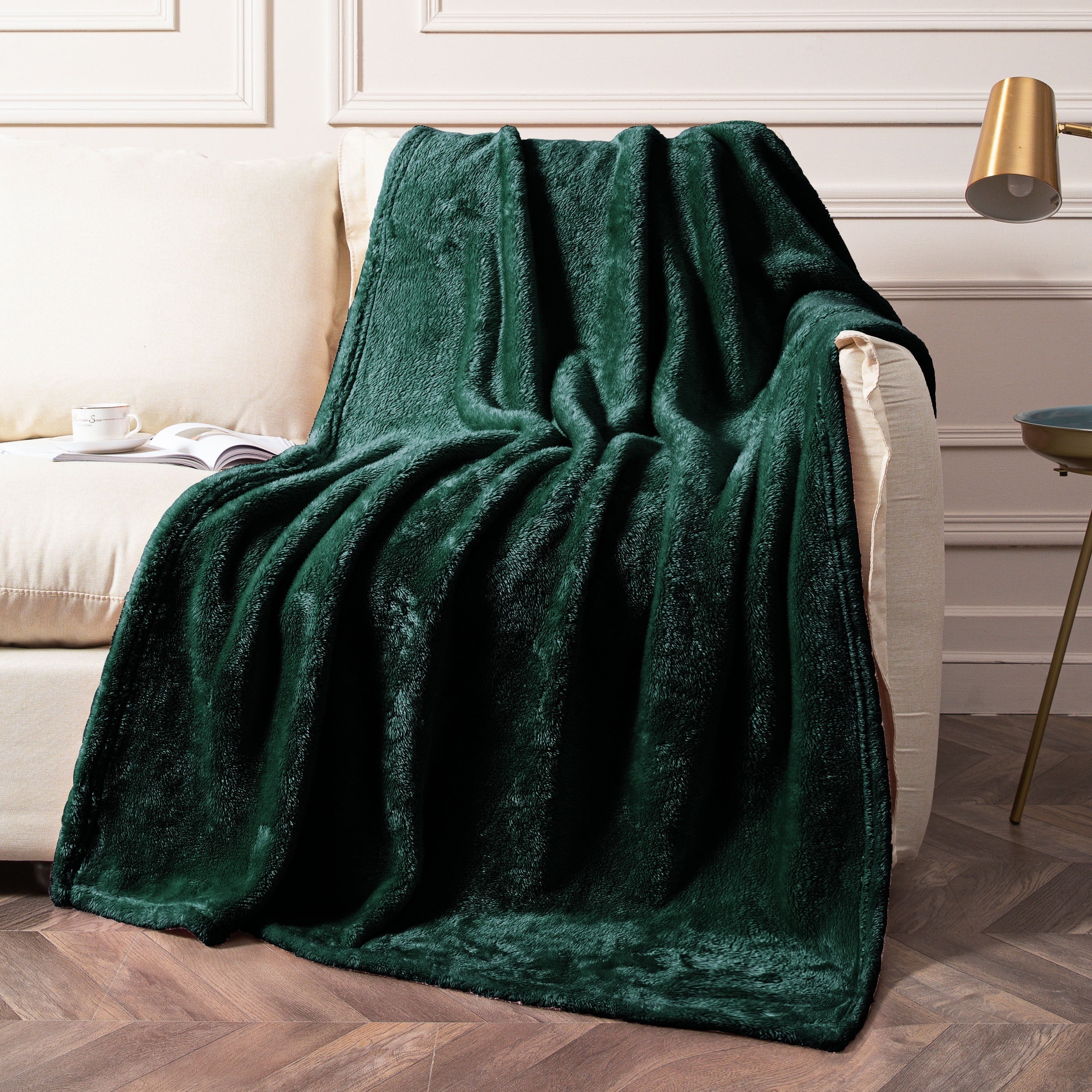 Baby Blanket Extra Large Fleece Throw for Kids Soft Warm Lightweight Forest Green