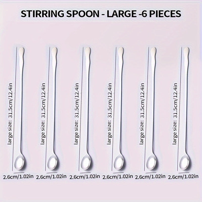 Set of 3 or 6 Long Handle Coffee Stirring Spoons Mini Espresso Spoons