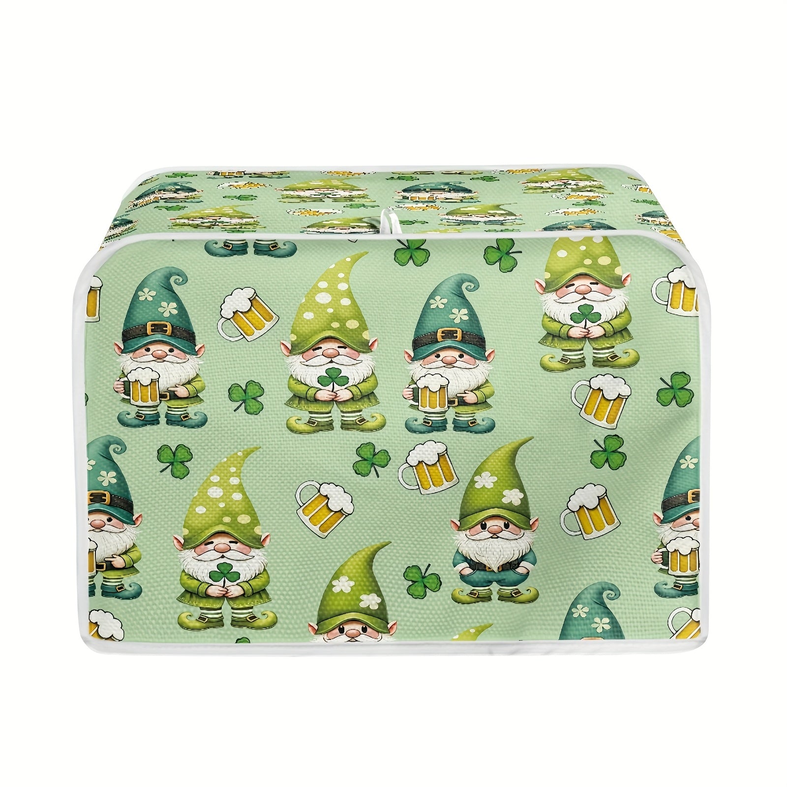 Festive Toaster Cover Polyester Dust Protector with Holiday Gnome Hearts Easter Eggs