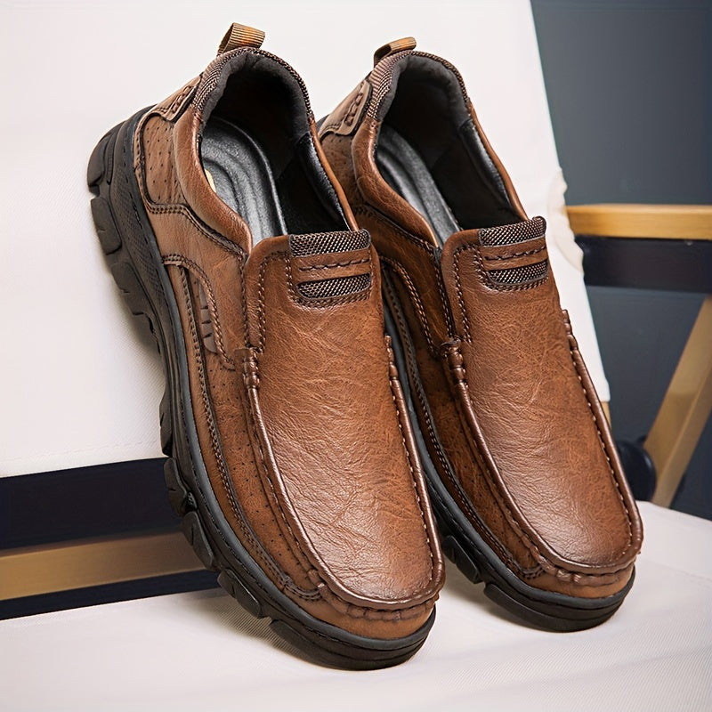 Men's Slip On Loafer Shoes Durable Non-Slip Casual Outdoor Rubber PU All-Season