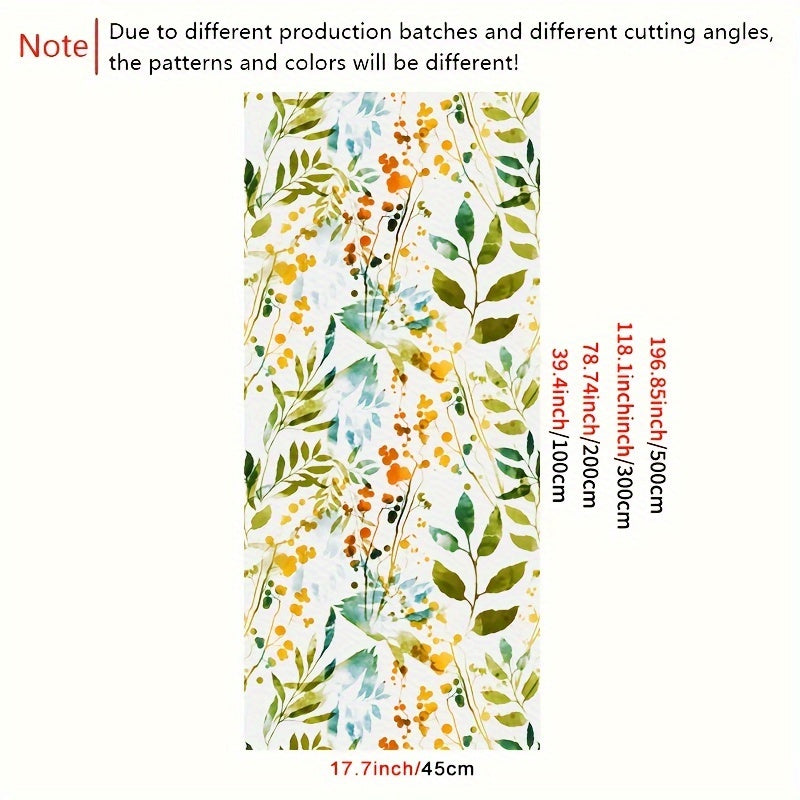 Decorative Window Film Privacy Glass Sticker Colorful Leaf Pattern 4Mil Thickness