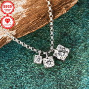 Women’s Sterling Silver Necklace with Mozambique Stone Pendants 5mm 4mm 3mm