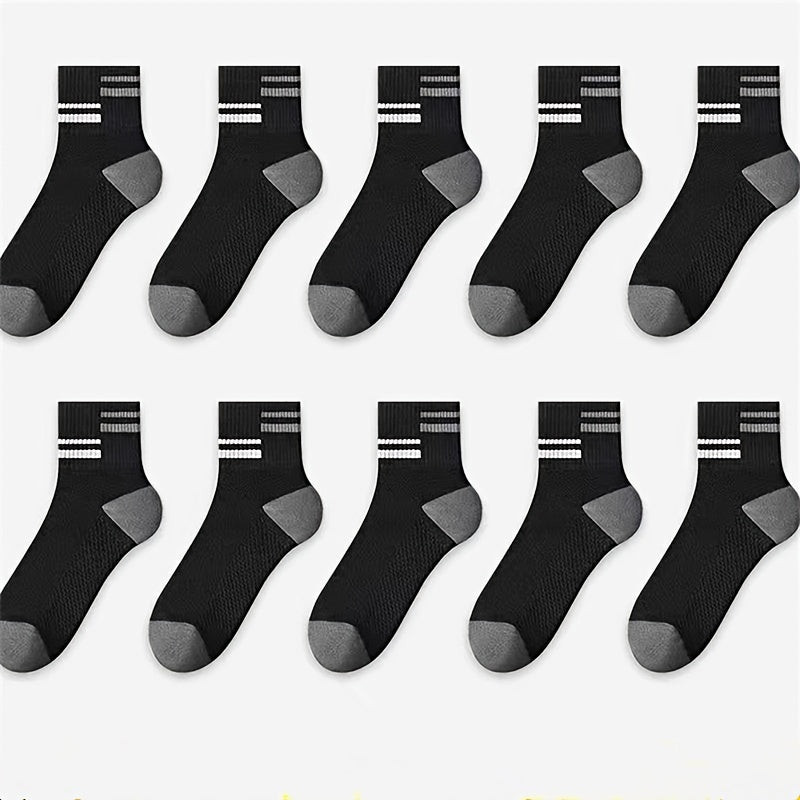 Men's Low Cut Ankle Socks 5 Pairs Breathable Anti-Odor Sweat Absorption Spring Summer