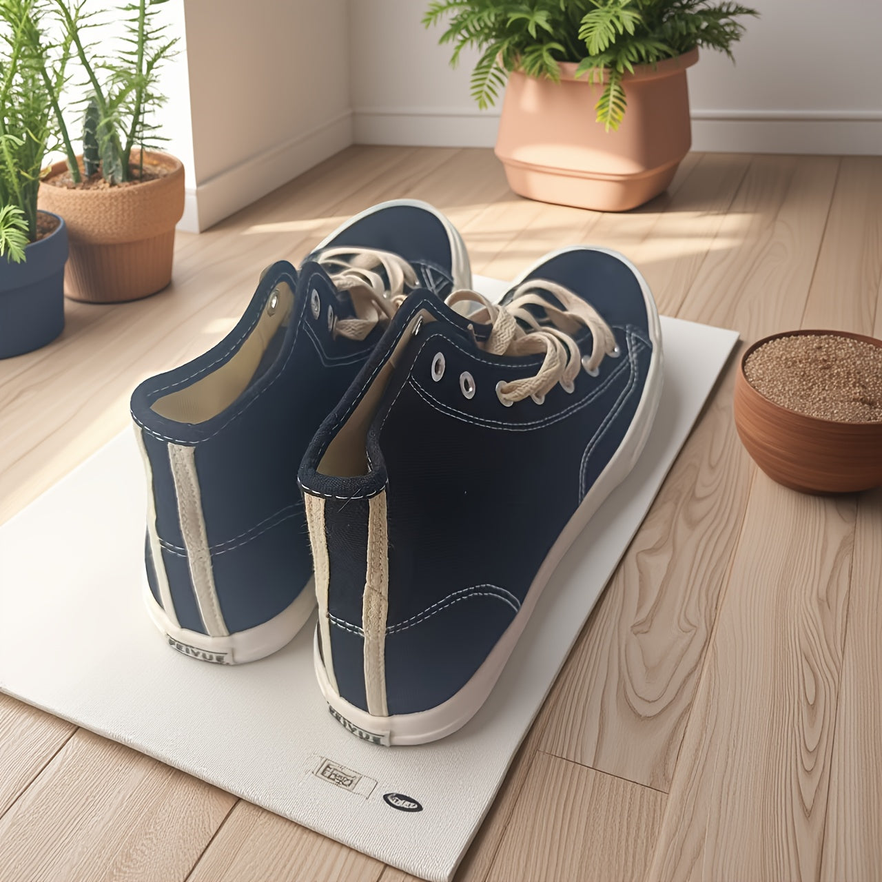 Women's Black High-Top Sneakers Breathable Fabric Casual and Work Shoes