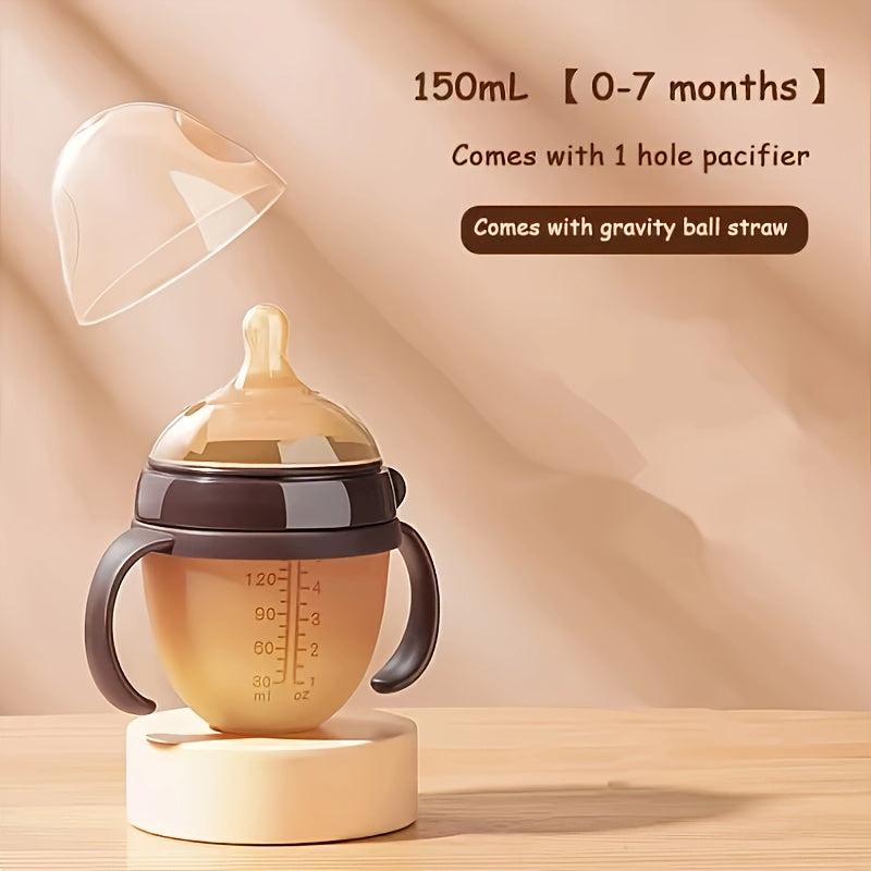 Kids Silicone Bottle with Handle 150ml 250ml Wide Mouth Deep Brown