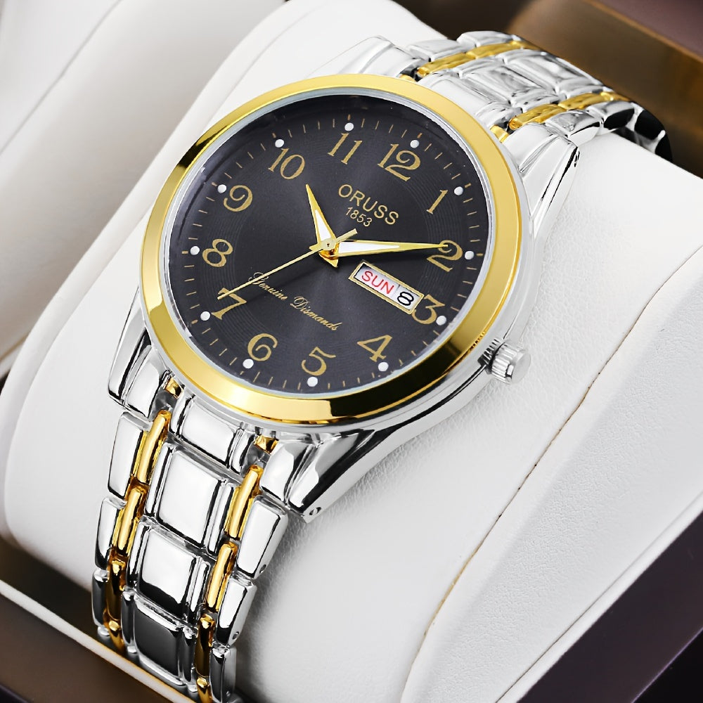 Men's Business Watch Digital Quartz Watch with Calendar and Alloy Case