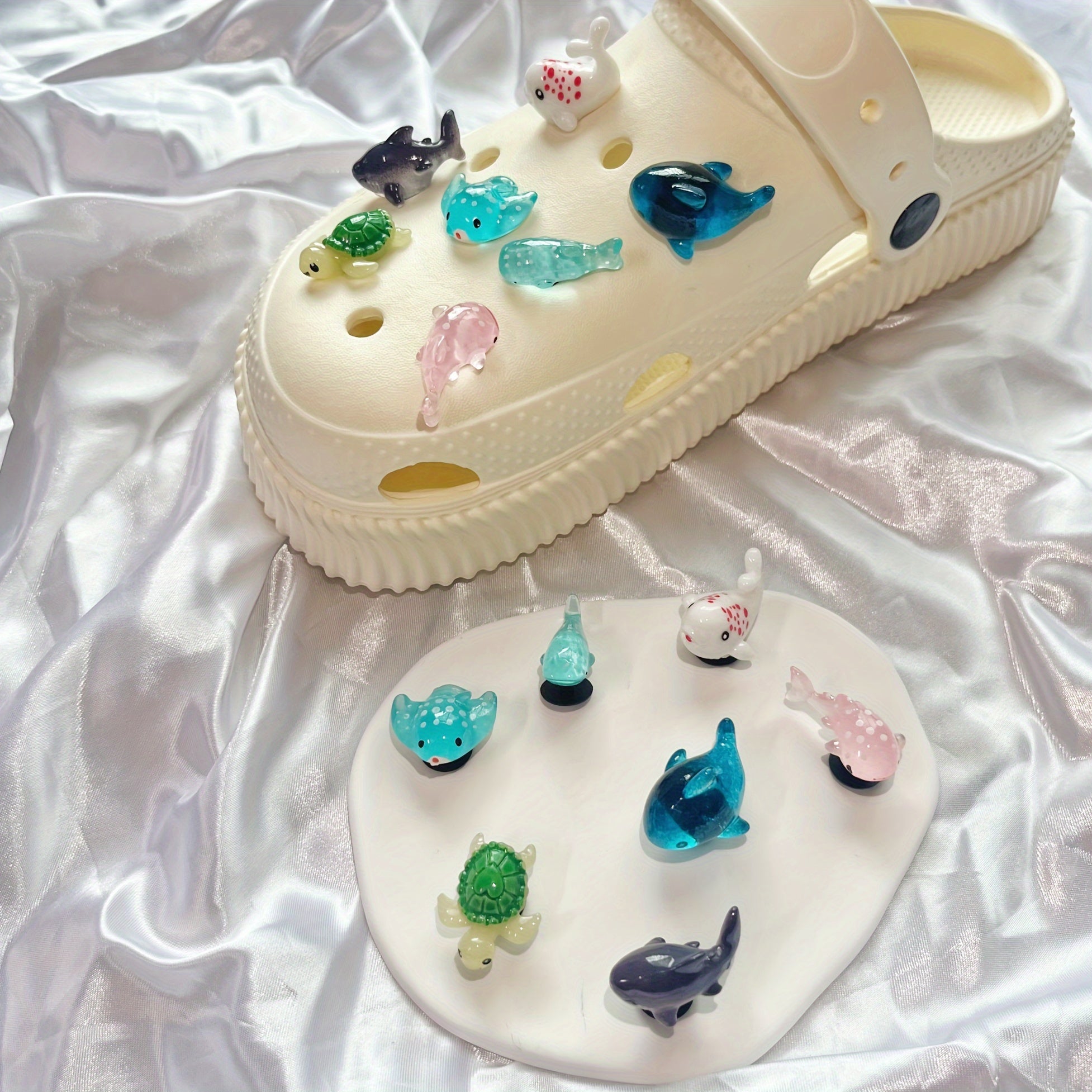 Kids Cute Marine Animal Shoe Charms Set with Colorful Fish Shark Rabbit Designs