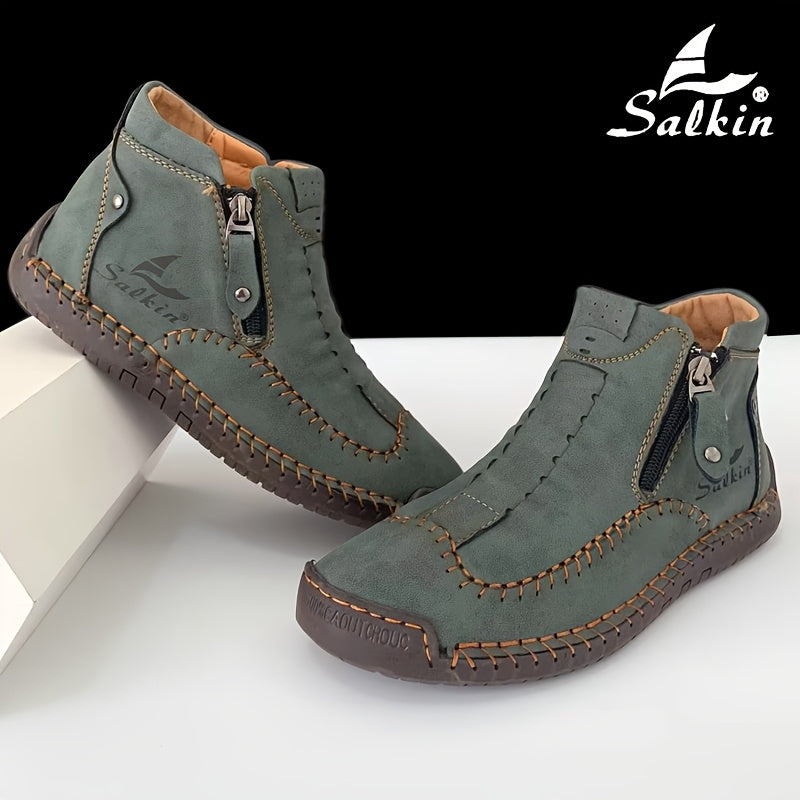 Women's Leather Short Boots Casual Outdoor Flat Booties