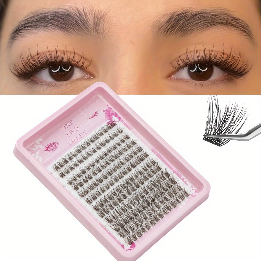 12 Rows of 168 Natural Style False Eyelashes for DIY Natural Look Reusable Cat Eye Cross