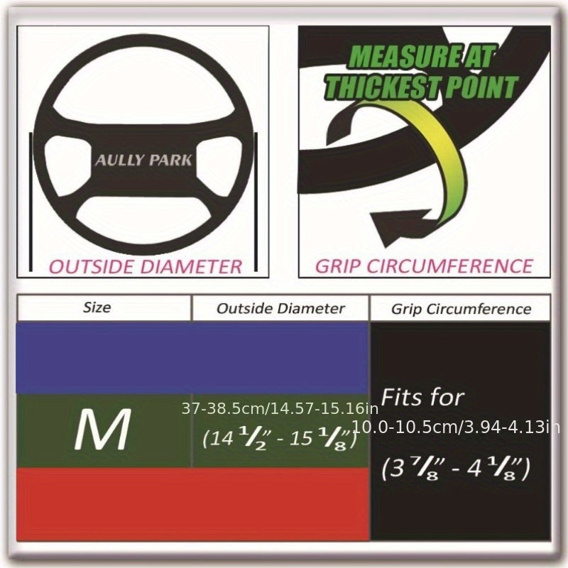 Universal PU Leather Car Steering Wheel Cover Breathable Non-Slip 38cm