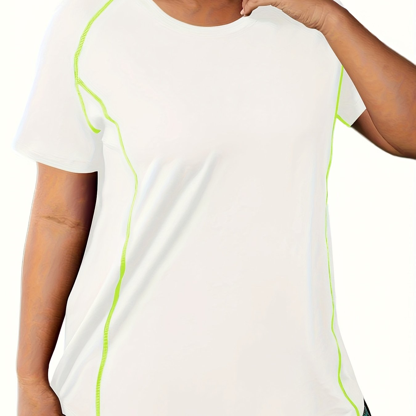 Plus Size Women's High Elasticity Breathable Workout T-Shirt for Yoga and Gym