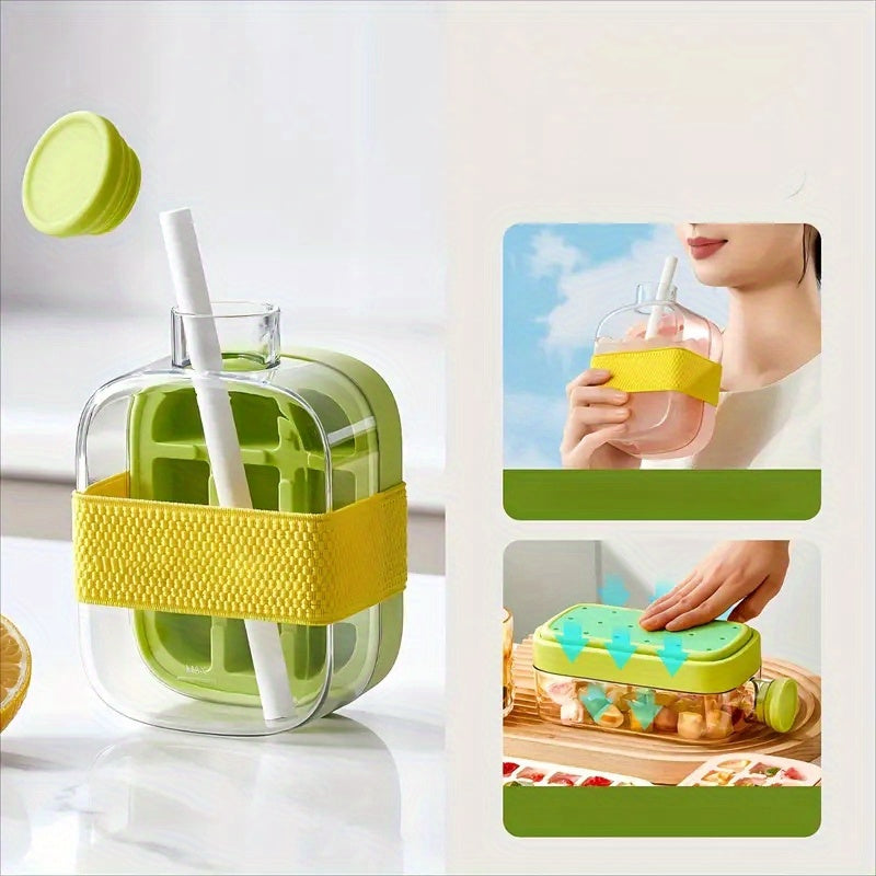 No-Contact Ice Press Machine with Straw Portable Commercial-Grade Ice Maker