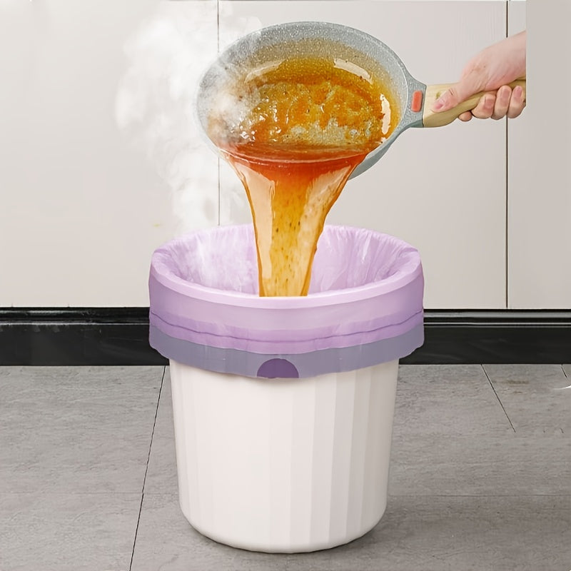 Paquete de 30 bolsas de basura con cordón de color morado extra gruesas para cocina, baño y dormitorio