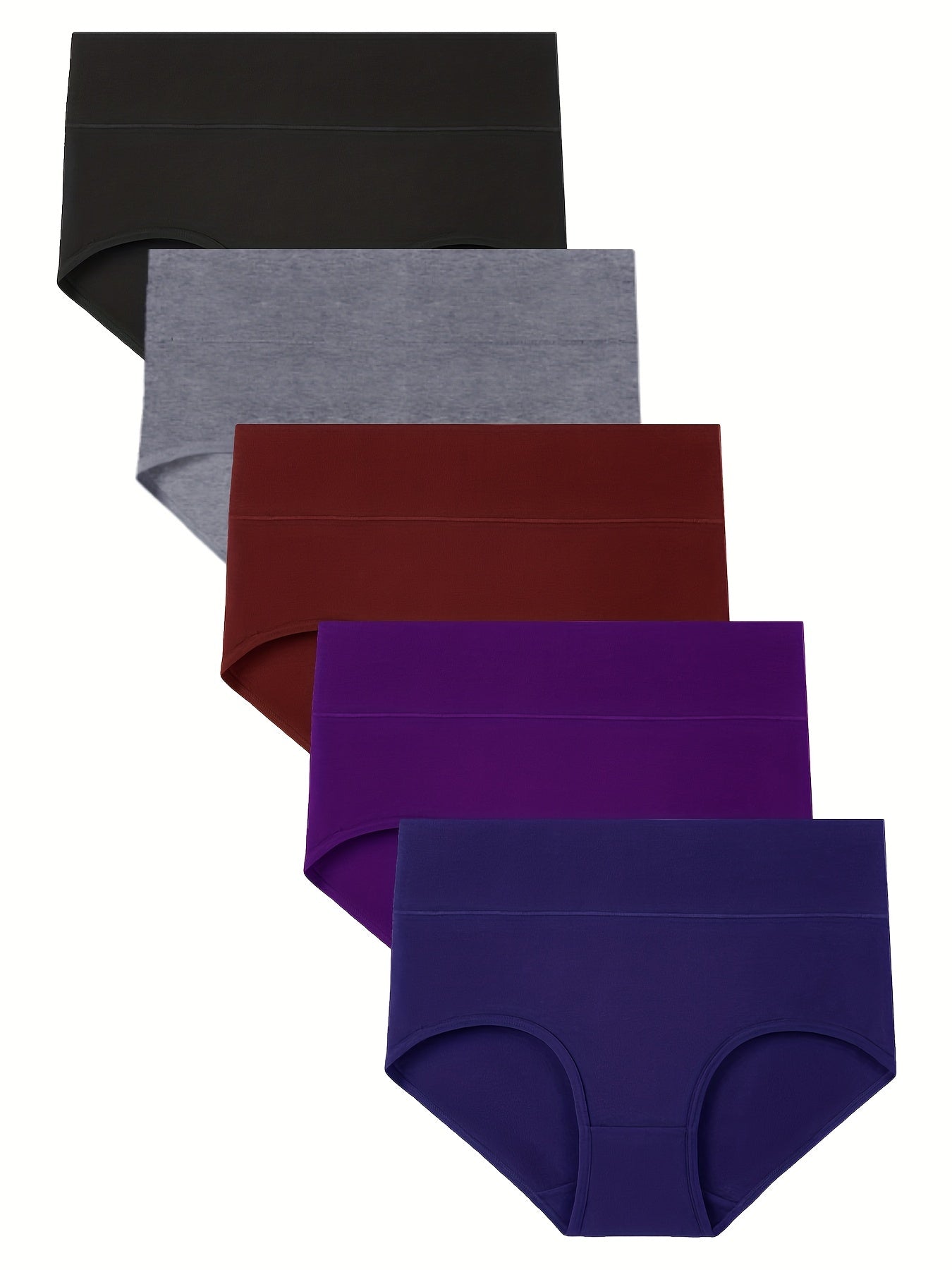 5 ta ayollar uchun yuqori beldagi ichki kiyimlar - Rangli assorti, yumshoq aralashma, cho'ziluvchan, ko'rinmaydigan to'qilgan mato