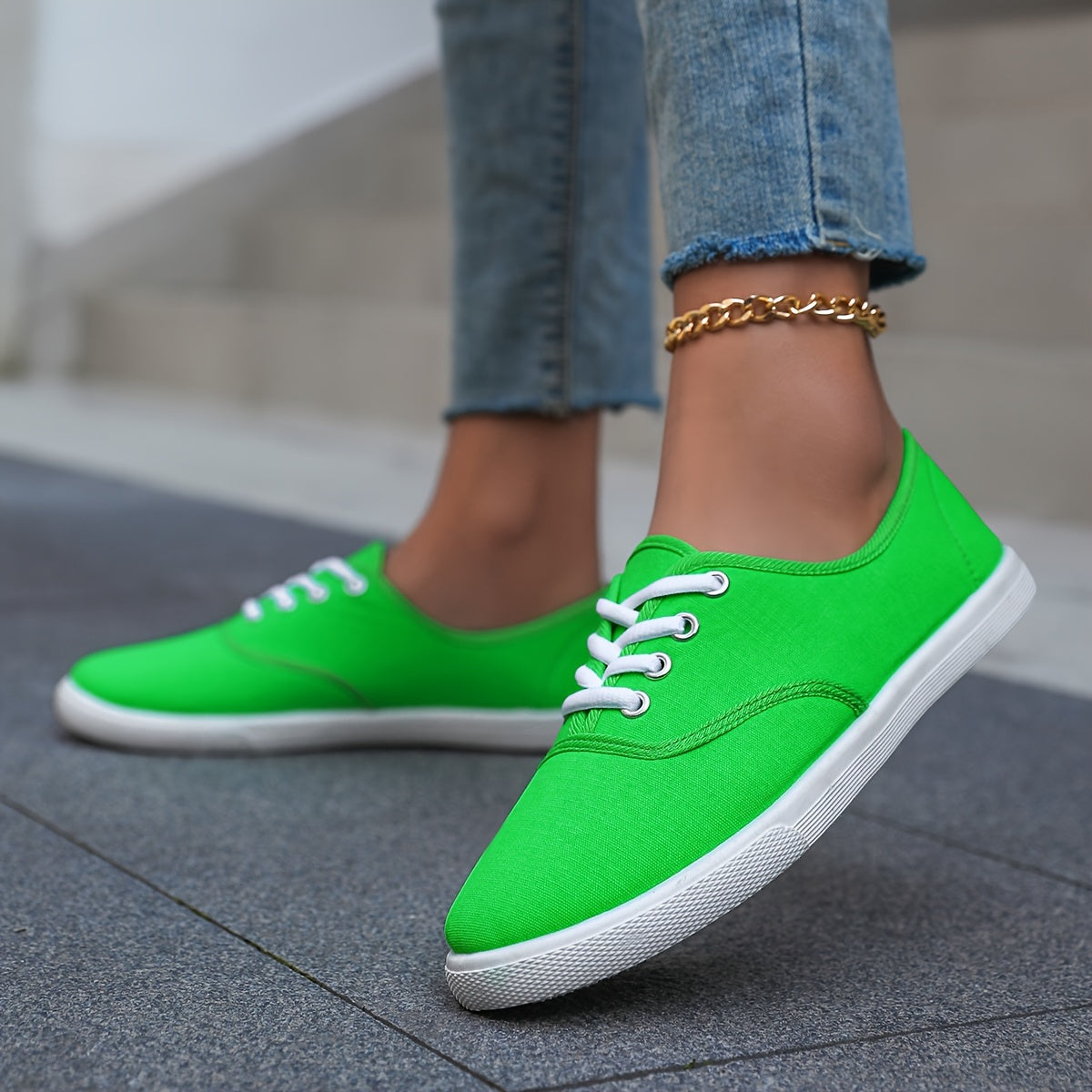 Women's Casual Sports Shoes, Anti-slip Lace-up Soft Sole Flat Bottom