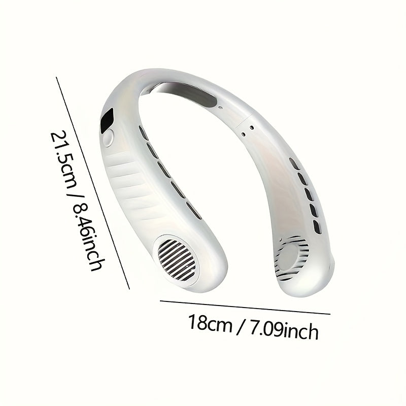 Portable Neck Fan with Digital Display, 5-Speed, USB Rechargeable, Personal Wearable Fan