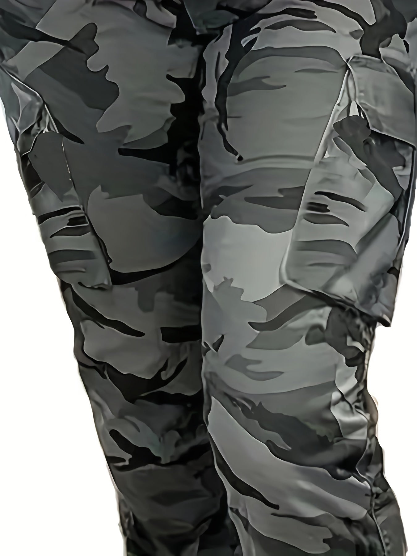 Women's Plus Size Camo Cargo Jeans Stretch Denim Straight Leg Casual Pants