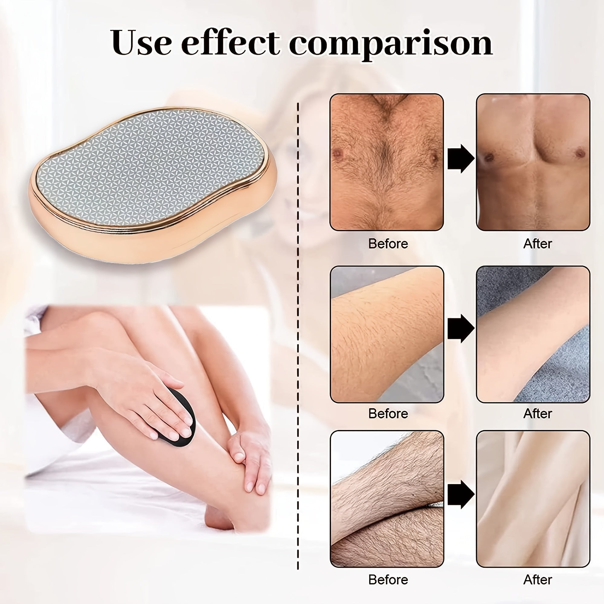 Unisex Reusable Crystal Hair Eraser Waterproof Painless Hair Removal Tool in Blue/Pink/Golden-Beige