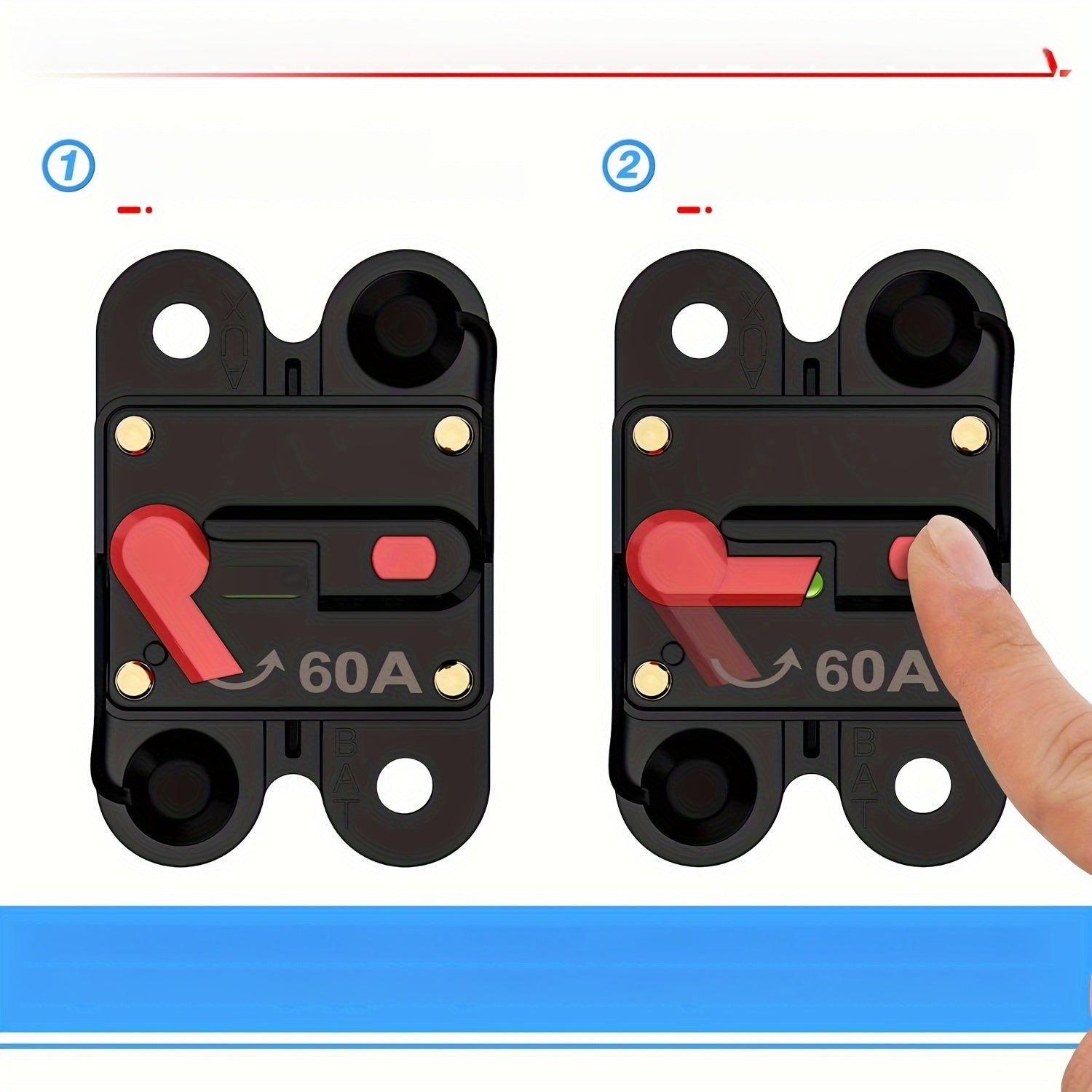 50A 12V-48V DC Circuit Breaker In-Line Fuse Auto Car Marine Manual Reset