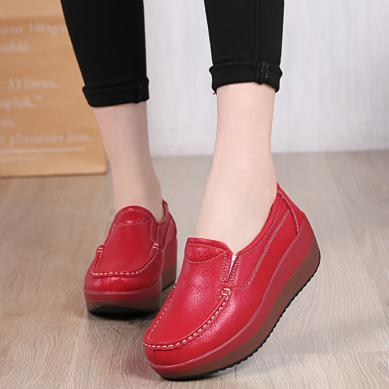 Women's Casual Canvas Sneakers, Slip-On Wedge Shoes, Soft Sole