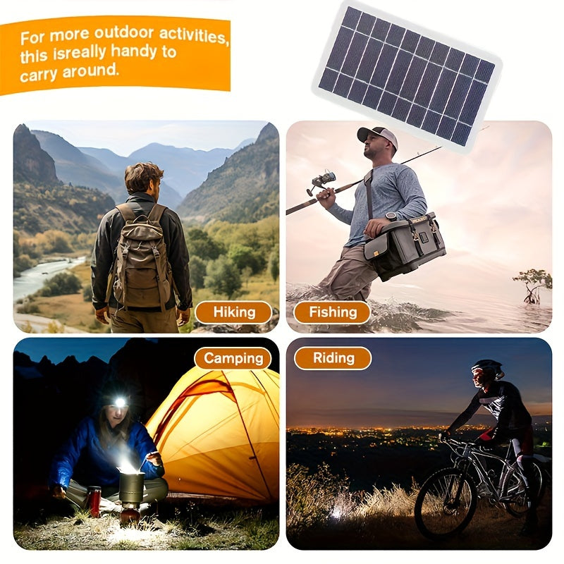Portable Outdoor Solar USB Charger for Phones, Flashlights, Fans Camping Travel