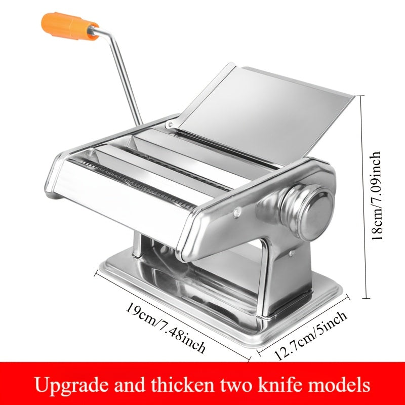 Stainless Steel Manual Pasta Roller for Noodles and Dumplings, Compact and Durable