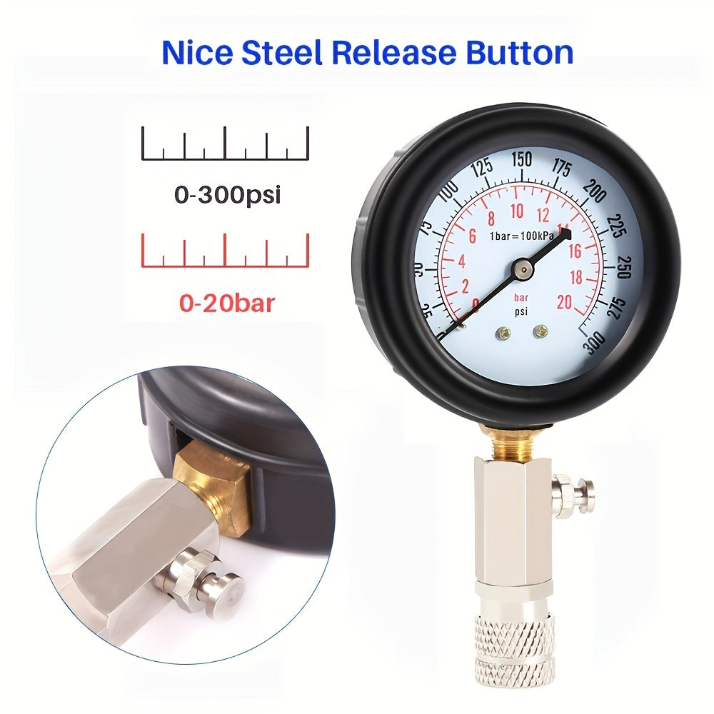 Kit de prueba de compresión de motor de 8 piezas, manómetro de presión para motores de gasolina