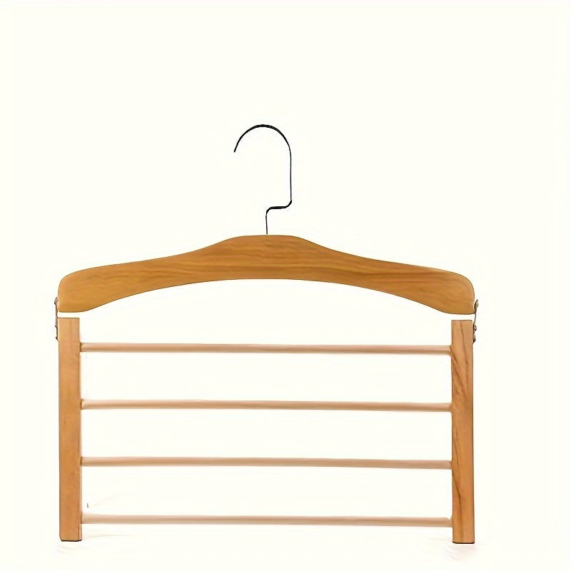 Multi-Layered Wooden Hanger for Pants Hats Scarves Belts Closet Organizer