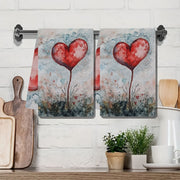 Valentine's Day Oshxona sochiqlari to'plami, 2 ta, Zamonaviy qirg'oq dizayni, Yuqori singdiruvchan polyester tikuv mato, Mashinada yuvishda oson tozalash, 40.64x60.96 sm, Bayram bezaklari uchun zamonaviy qo'l sochiqlari - Mahsulot raqami 2KYSYS1217736