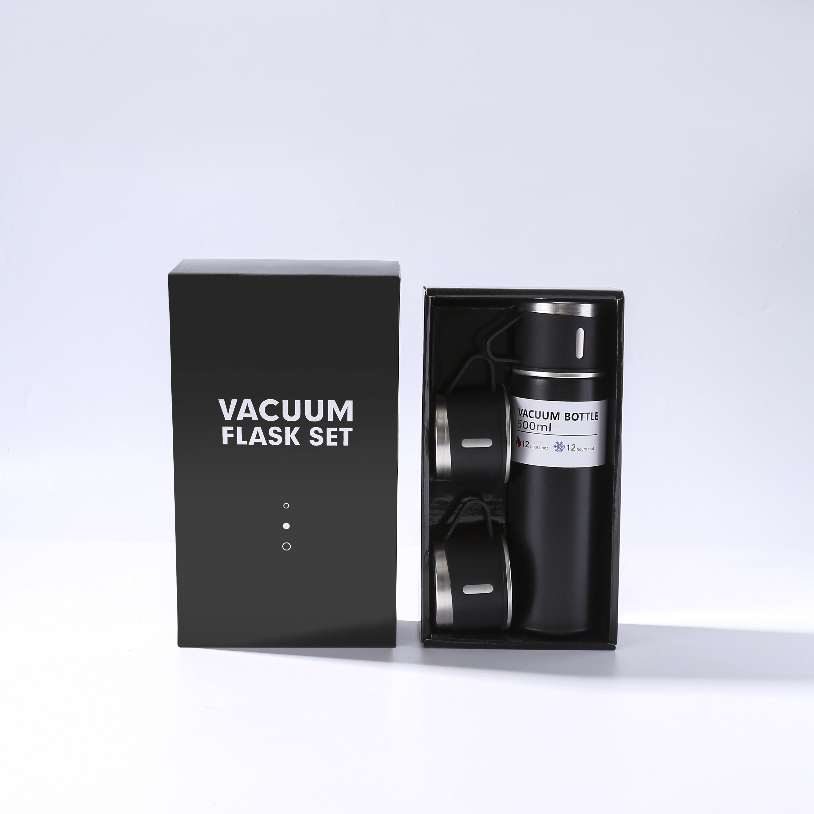 Noxud qotishma vakuum izolyatsiyali termos va kuboklar to'plami - 500ml/16.9oz suyuqlik o'tkazmaydigan termal shisha, issiq va sovuq ichimliklar uchun 2 ta kubok bilan - Biznes, Rojdestvo yoki to'y sovg'alari uchun mukammal