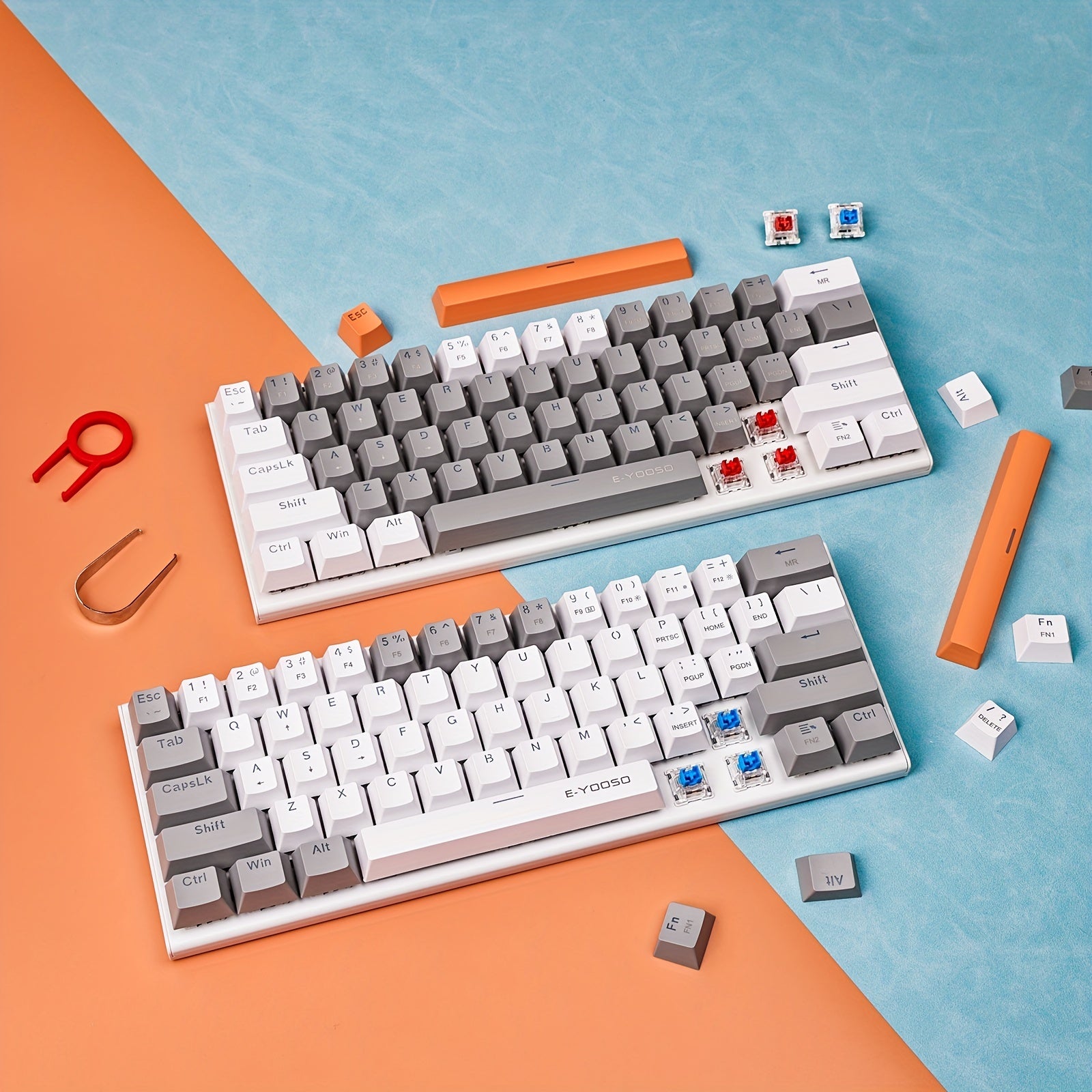 60% Mechanical Gaming Keyboard LED Backlit Black Gray or White Gray Compact for Windows and Mac