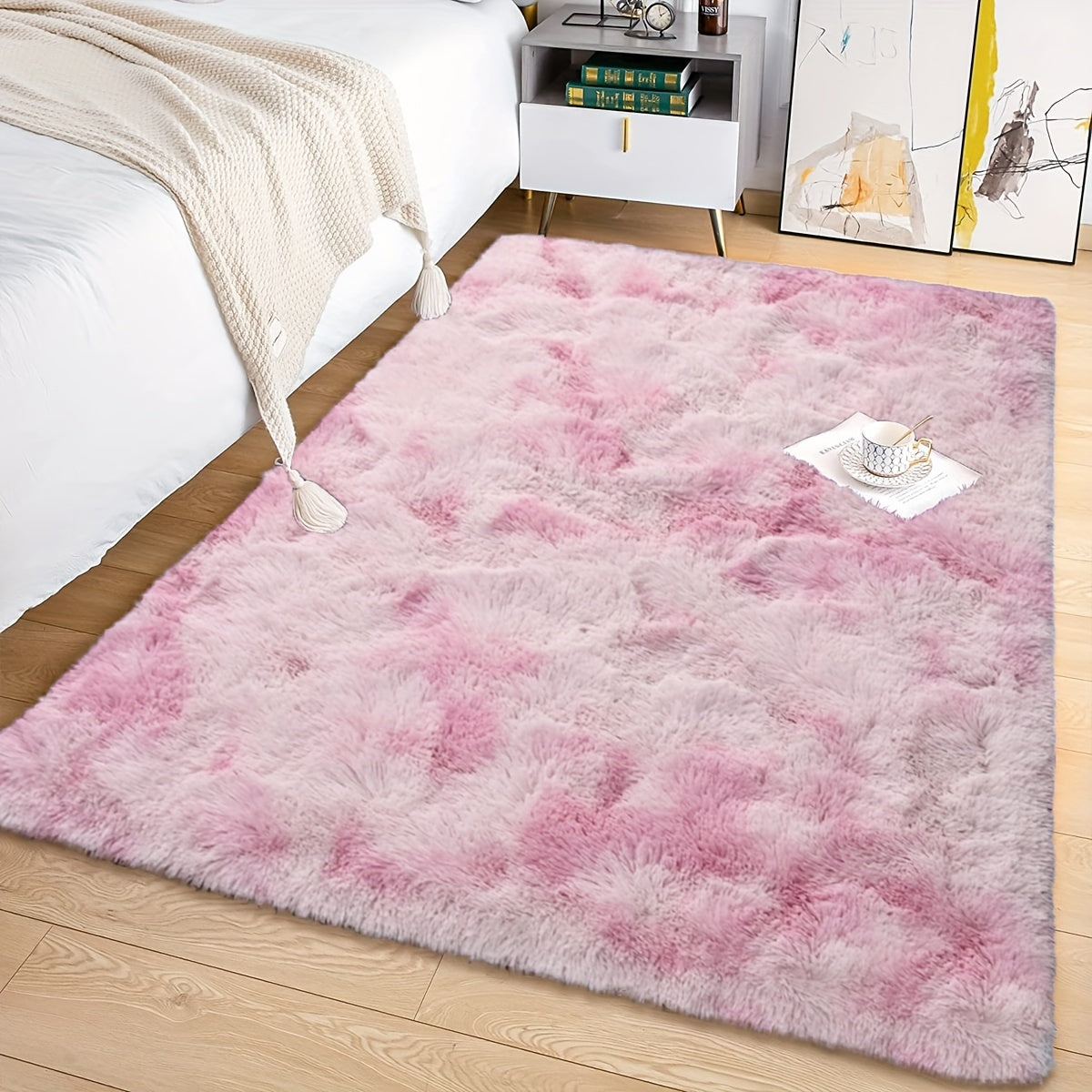 Soft Fluffy Shag Area Rug for Living Room or Bedroom Non-Slip Machine Washable