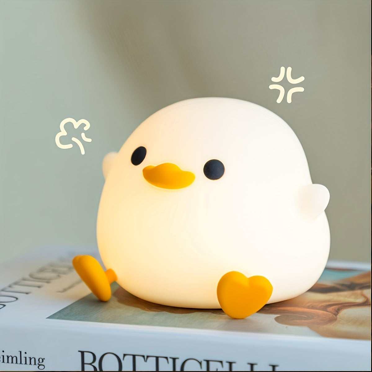 Silicone Duck Night Light for Kids USB Rechargeable Bedside Lamp Soft Eye-Safe Decor