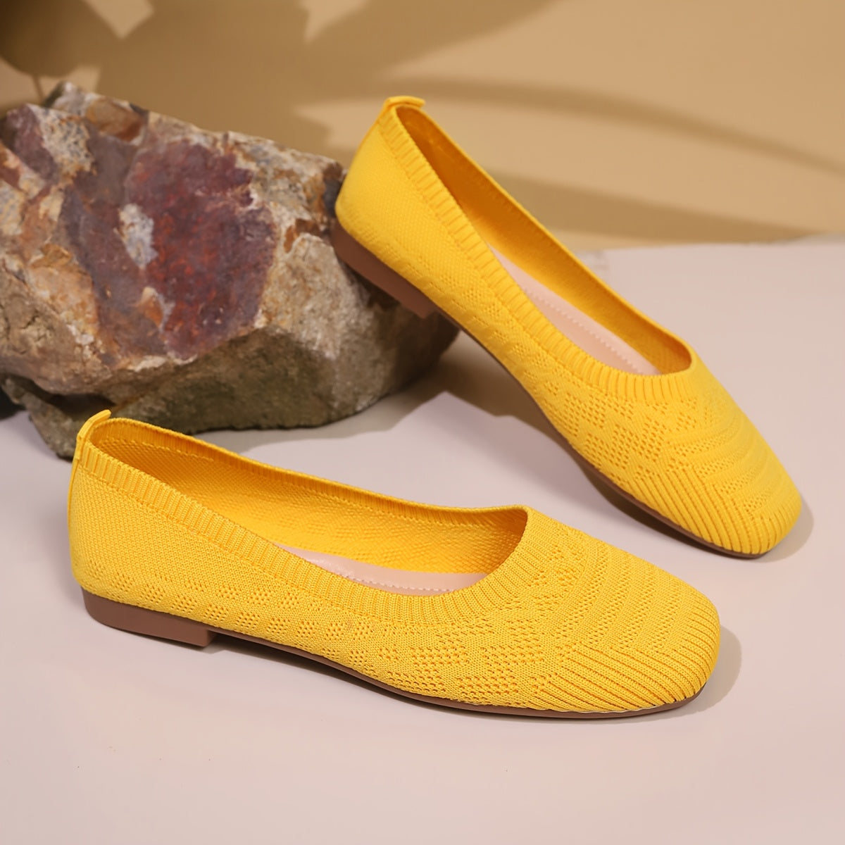 Women's Knitted Slip-On Shoes Breathable Summer Flat Casual Shoes