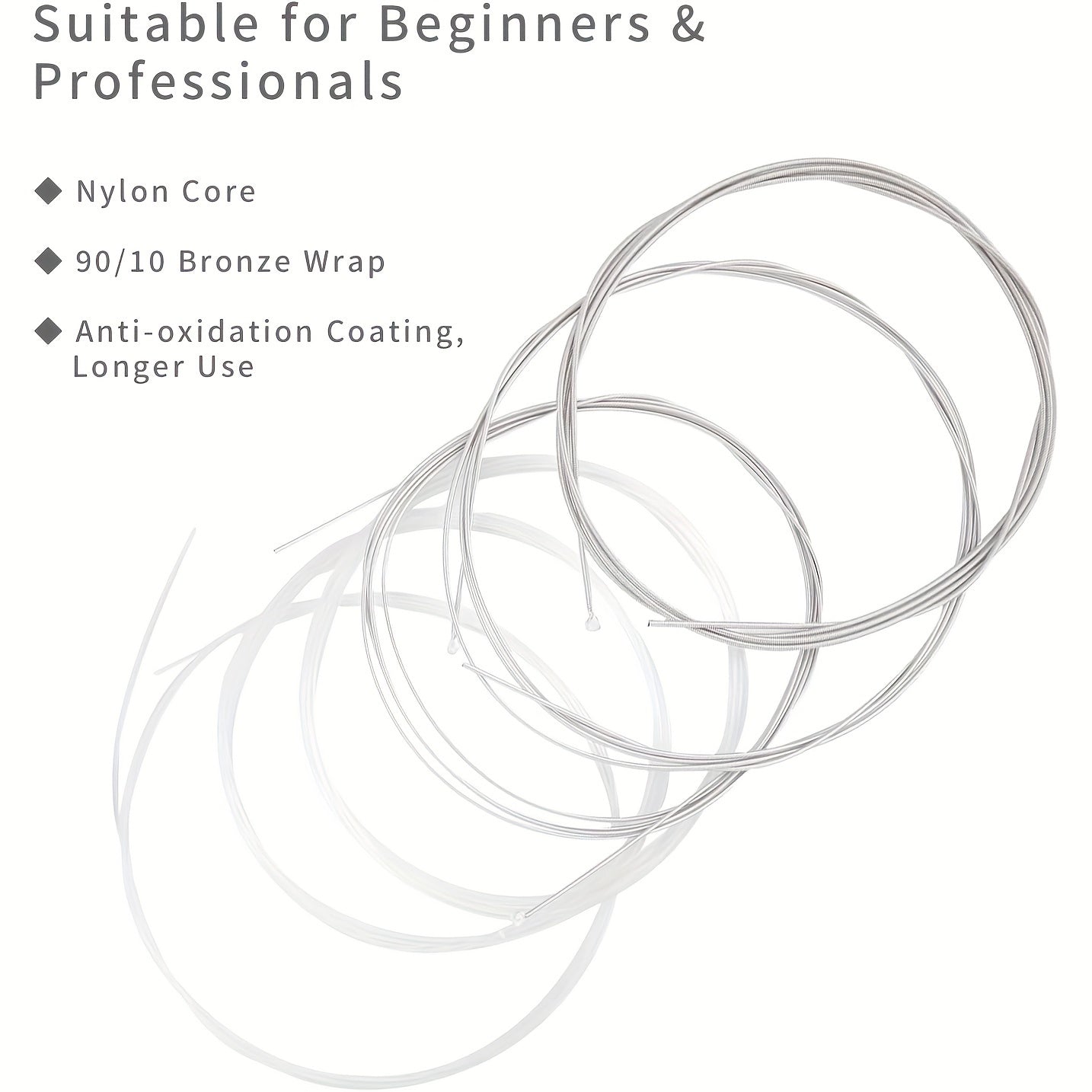 Six-Piece Set Nylon Classical Guitar Strings Uncoated Plain Winding