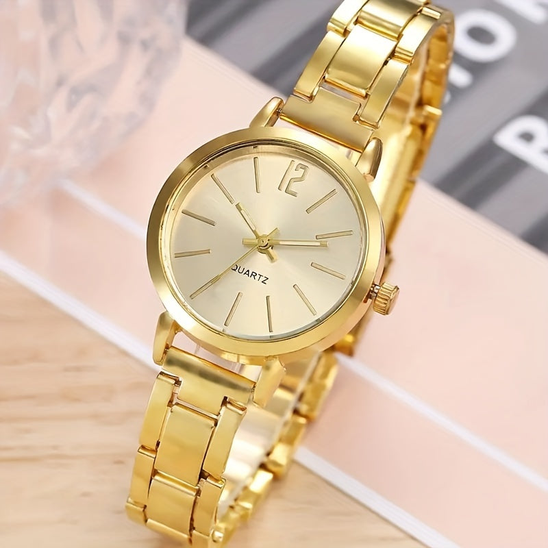 Set of Two Round Quartz Watches with Zinc Alloy Straps and Cases, Gift for Special Occasions