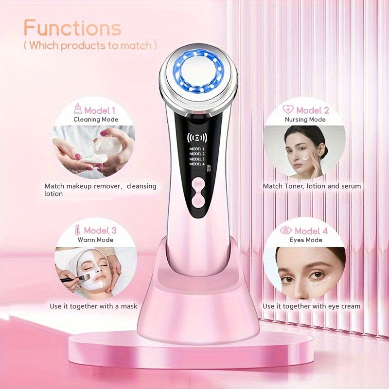Portable Black Facial and Neck Massager with Heating and USB Charging