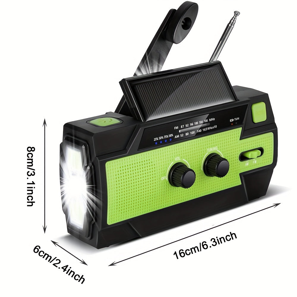 4000mAh Solar Hand Crank Emergency Radio with Flashlight Cell Phone Charger and SOS