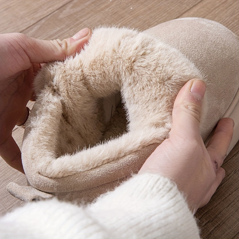 Женские тапочки с флисовой подкладкой для зимы, для дома и улицы, снегоступы, однотонные