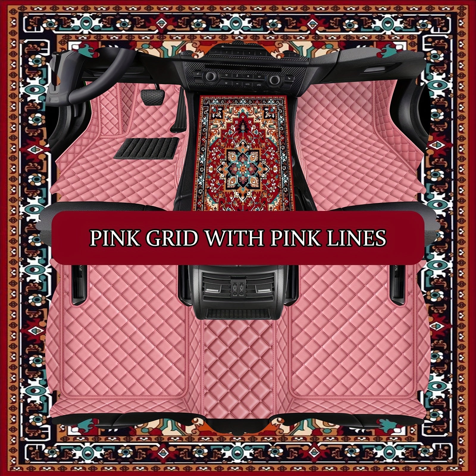 Universal Faux Leather Car Mat Set All-Season Non-Slip Easy to Clean