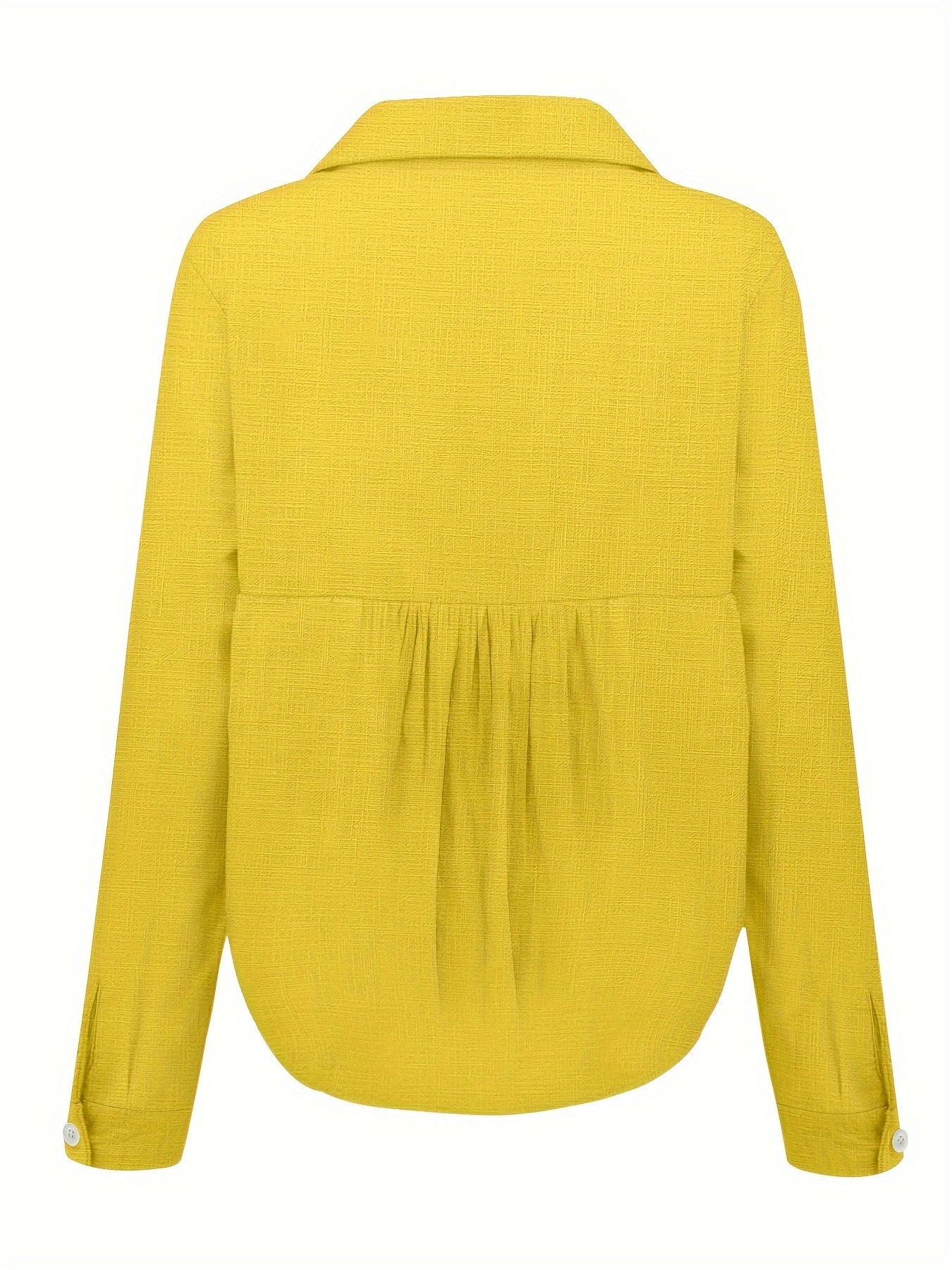 Women's Linen Shirt Long Sleeve Solid Color Spring Fall Casual Elegant