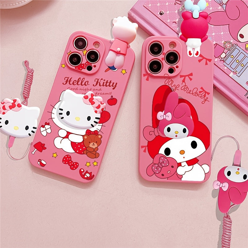 Cartoon Phone Case with Stand for iPhone TPU Soft Cover Fashionable and Cute